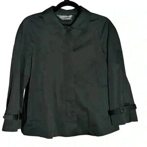 Norma Kamali Poplin Black Womens JacketCollared, Raglan Sleeve Sz 6